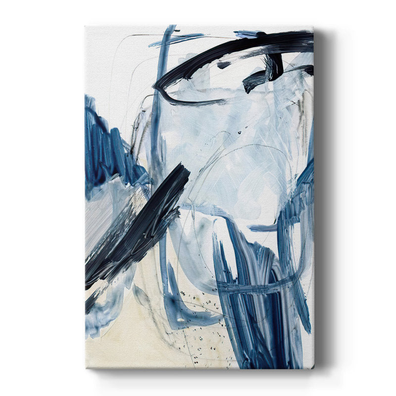 Abstract Blue Swash Oil Painting for Modern Home Decor