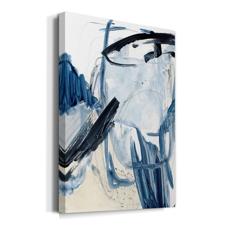 Abstract Blue Swash Oil Painting for Modern Home Decor