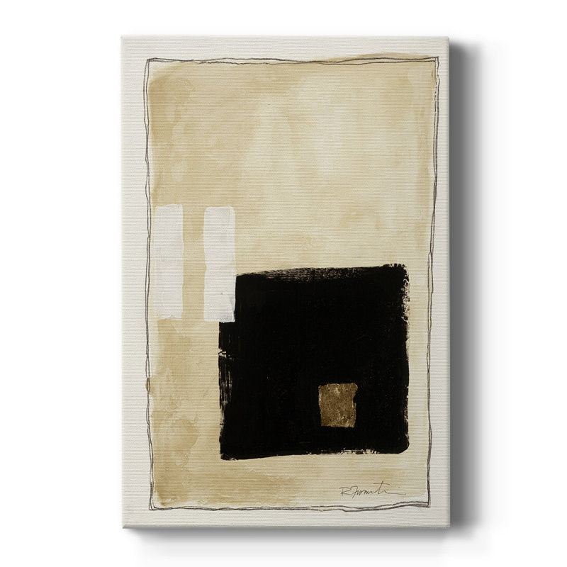 Contemporary Abstract Oil Painting in Black and Beige