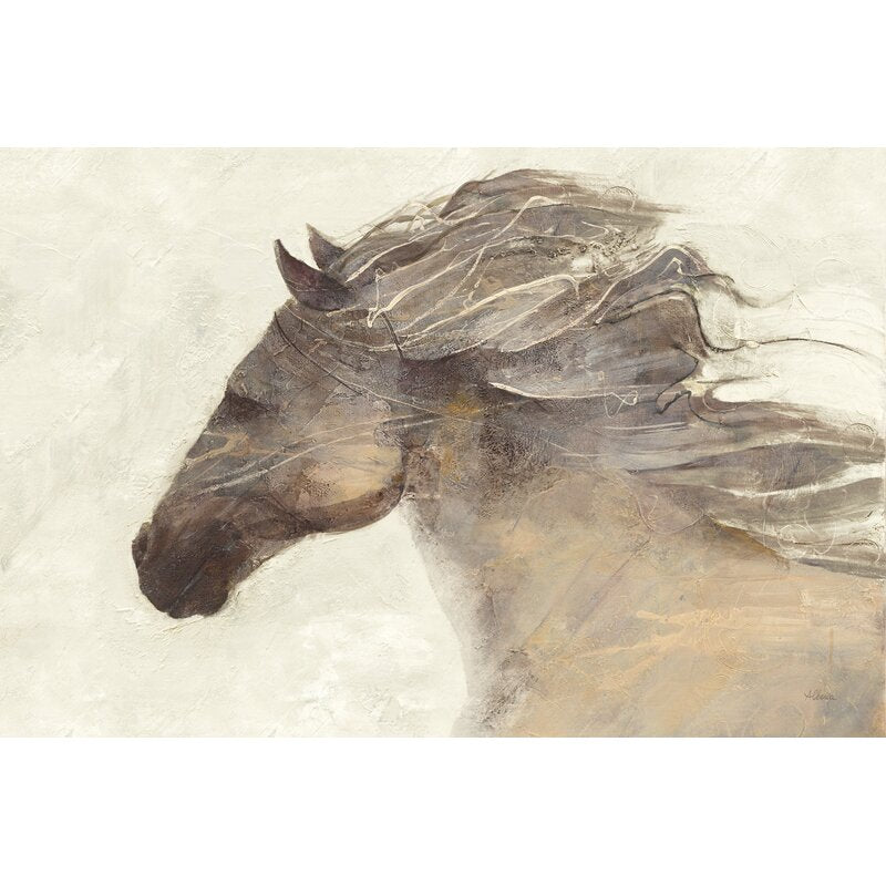 Majestic Horse Portrait in Wind - Abstract Horse Oil Painting Print