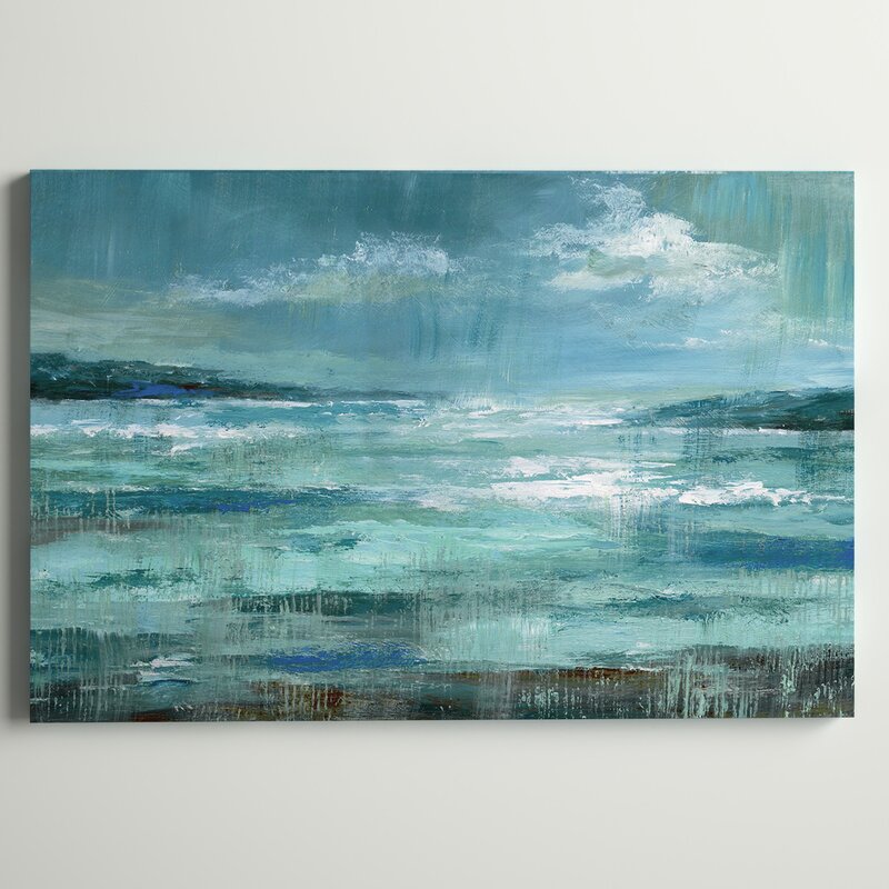 Serene Coastal Landscape Oil Painting - Tranquil Blue Seascape Art Print for Home Decor
