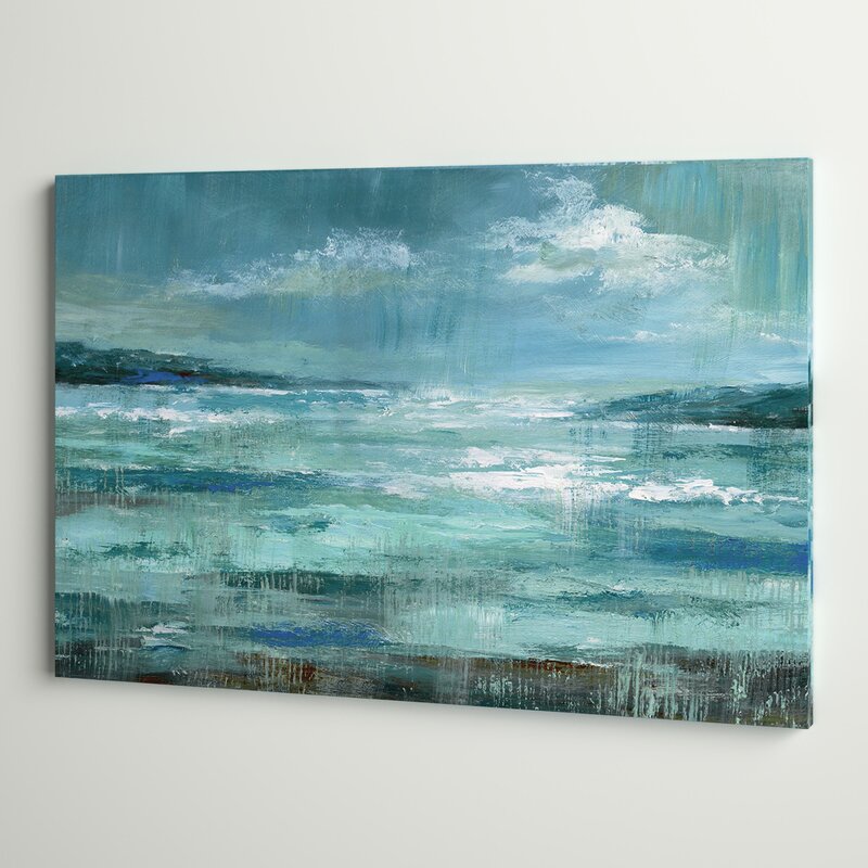 Serene Coastal Landscape Oil Painting - Tranquil Blue Seascape Art Print for Home Decor
