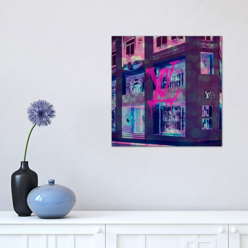 Colorful Urban Abstract Oil Painting of Fashion Boutique Storefront