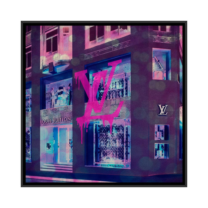 Colorful Urban Abstract Oil Painting of Fashion Boutique Storefront