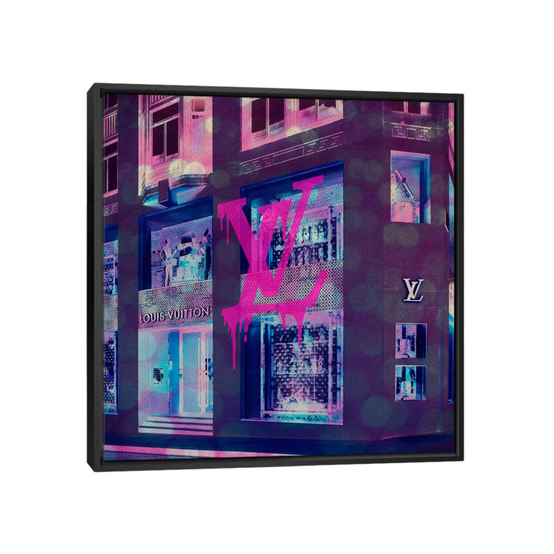 Colorful Urban Abstract Oil Painting of Fashion Boutique Storefront