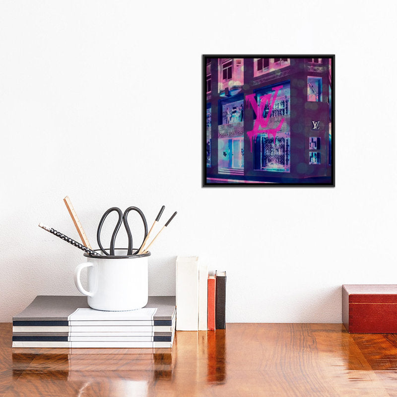 Colorful Urban Abstract Oil Painting of Fashion Boutique Storefront