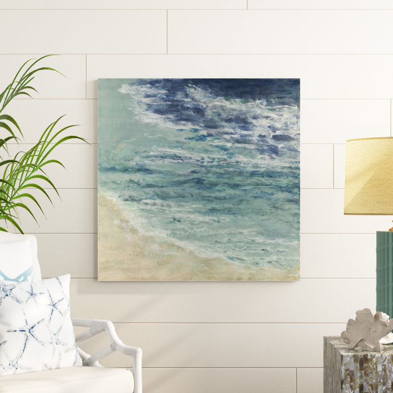 Tranquil Ocean Waves - Elegant Oil Painting
