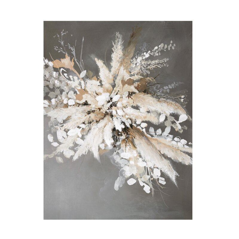 Elegant Neutral Leaves Oil Painting for Modern Home Decor
