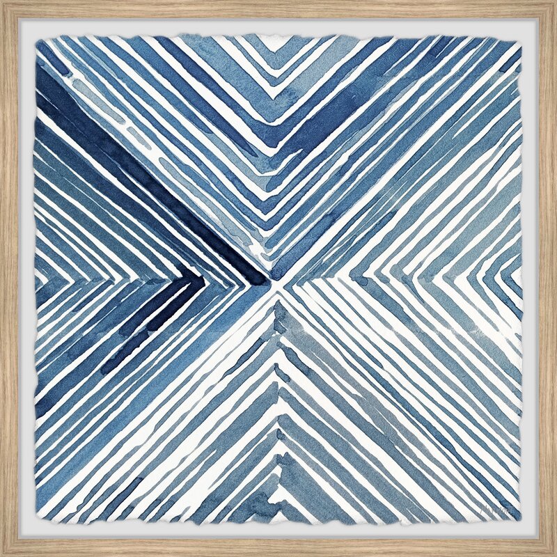 Abstract Blue Geometric Oil Paintings Set for Modern Home Decor