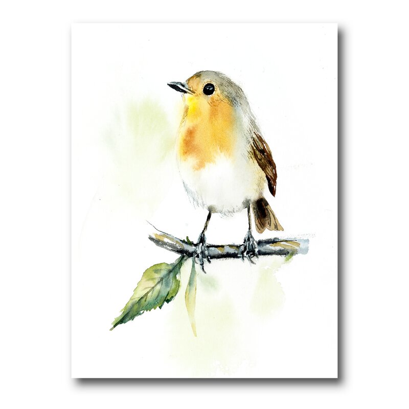 Charming Robin Bird on Branch - Nature-Inspired Oil Painting Wall Art