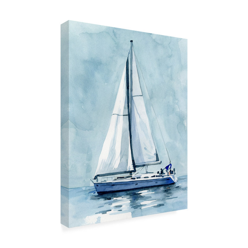 Serene Sailboat Adventure - Coastal Oil Painting