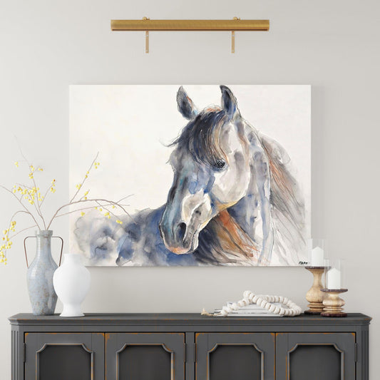 Majestic Horse Portrait - Serene Equine Oil Painting Art Print