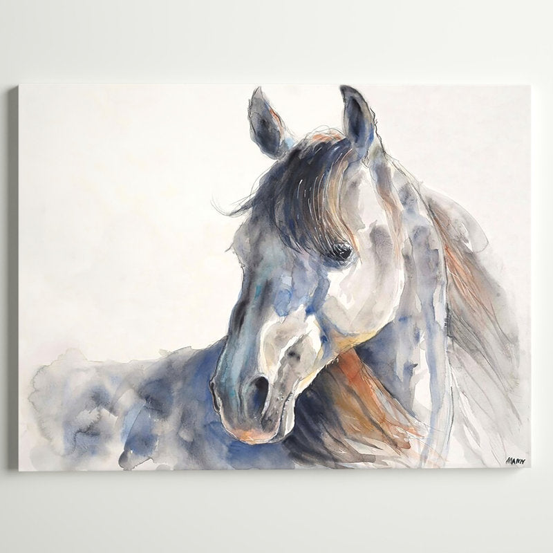 Majestic Horse Portrait - Serene Equine Oil Painting Art Print