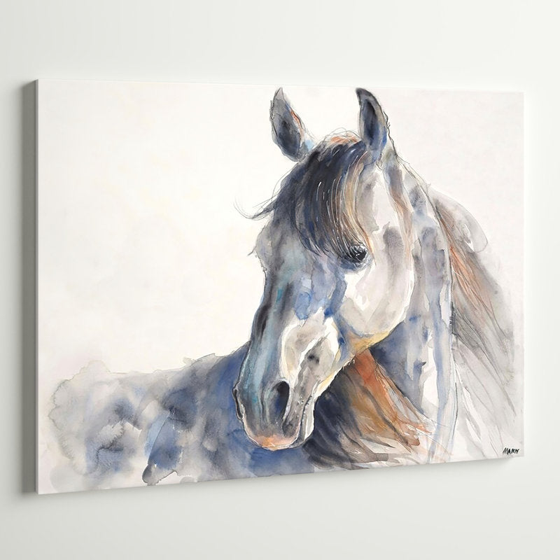 Majestic Horse Portrait - Serene Equine Oil Painting Art Print