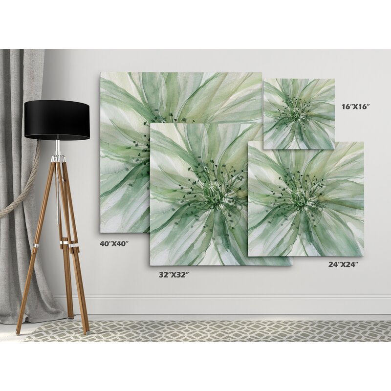 Serene Green Floral Oil Painting for Tranquil Home Decor