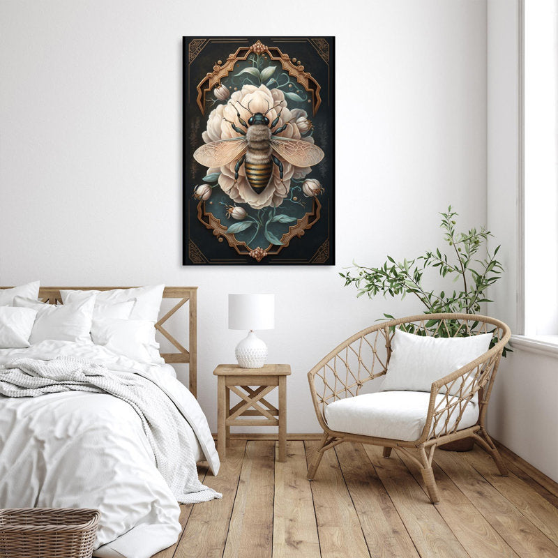 Stunning Magnolias with Bee - Vibrant Floral Oil Painting for Home Decor