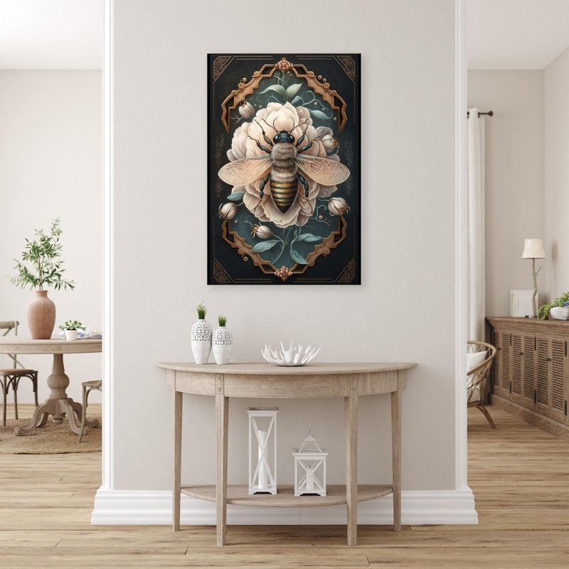 Stunning Magnolias with Bee - Vibrant Floral Oil Painting for Home Decor
