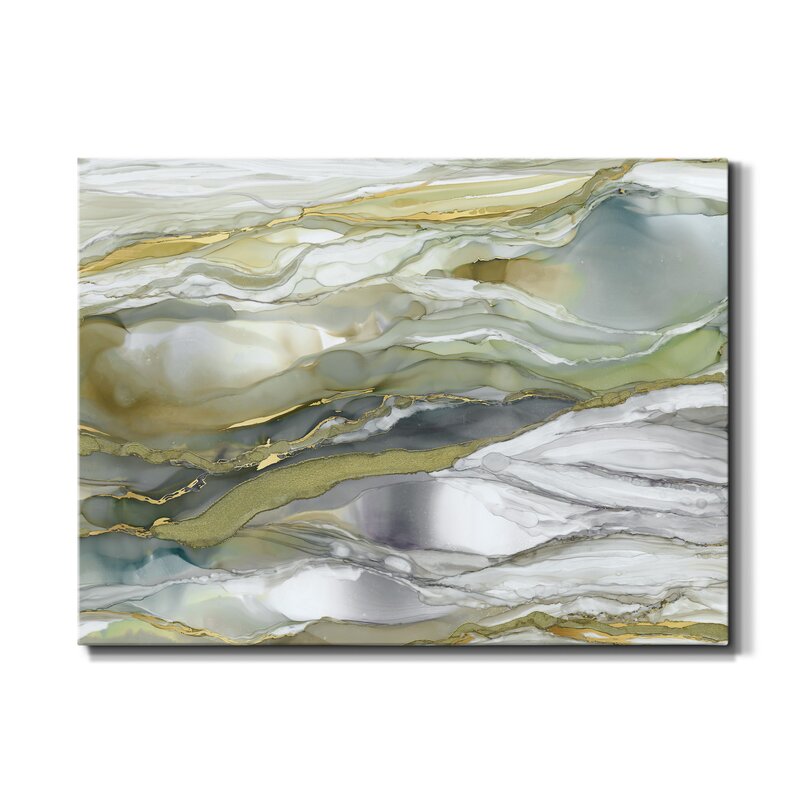 Elegant Marbled Glass Abstract Painting with Gold Accents for Modern Home Décor