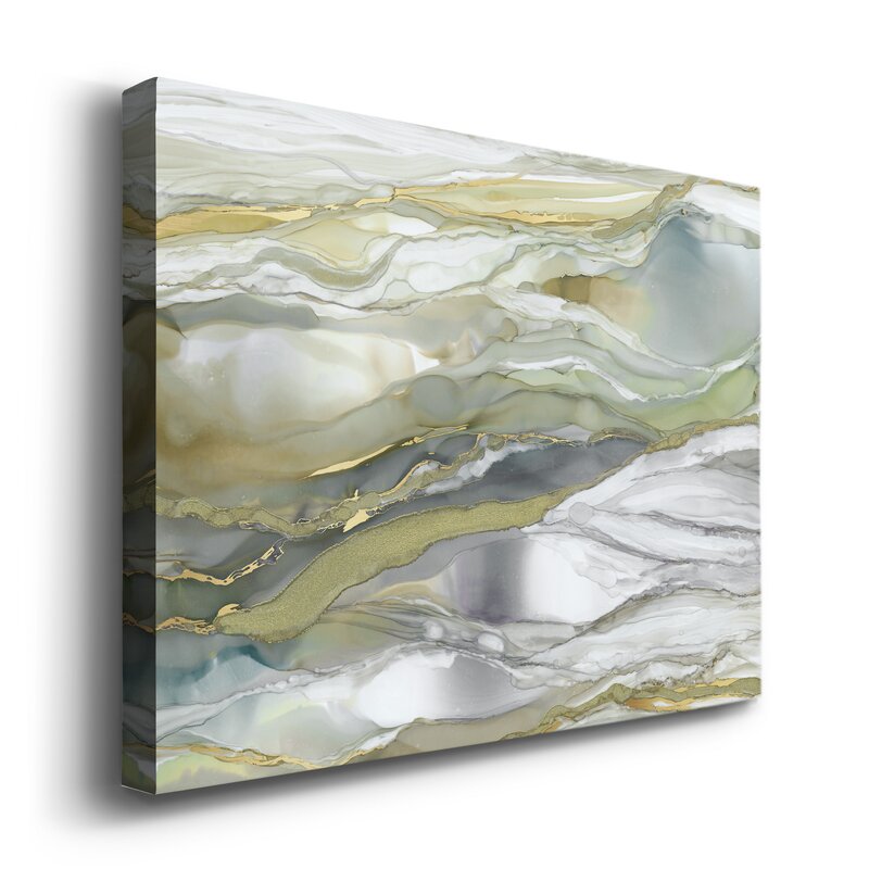 Elegant Marbled Glass Abstract Painting with Gold Accents for Modern Home Décor