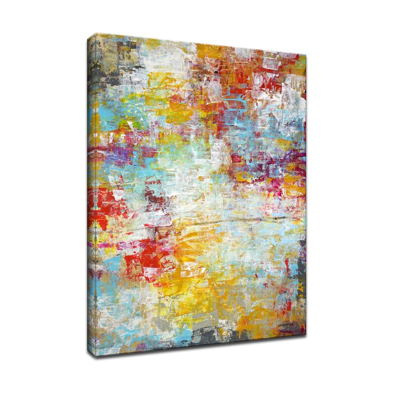 Vibrant Abstract Oil Painting for Home Decor - Mardi Gras Inspired Artwork