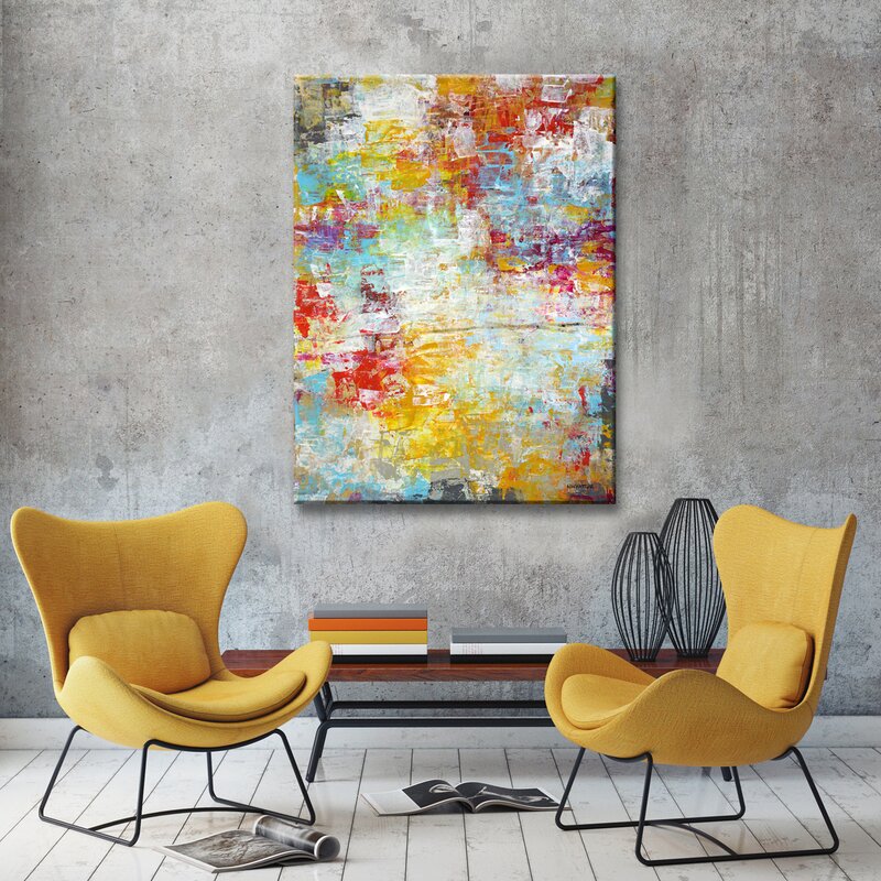 Vibrant Abstract Oil Painting for Home Decor - Mardi Gras Inspired Artwork