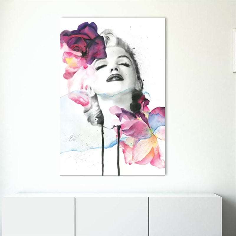 Marilyn Monroe Floral Canvas Art – Stylish Wall Decor for Living Room or Bedroom