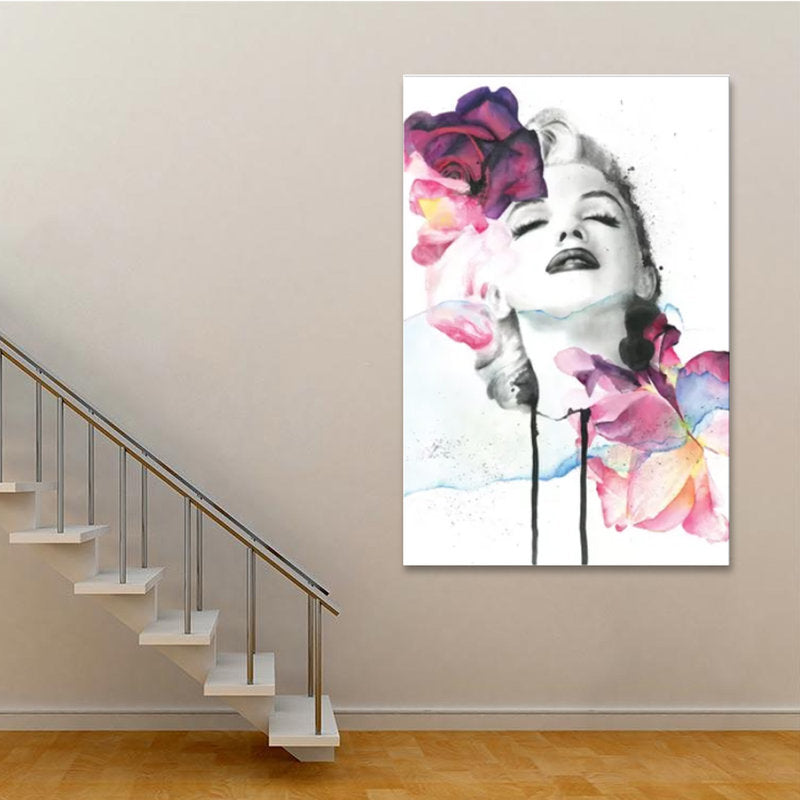 Marilyn Monroe Floral Canvas Art – Stylish Wall Decor for Living Room or Bedroom
