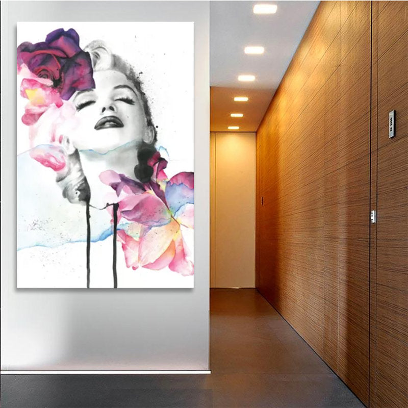 Marilyn Monroe Floral Canvas Art – Stylish Wall Decor for Living Room or Bedroom