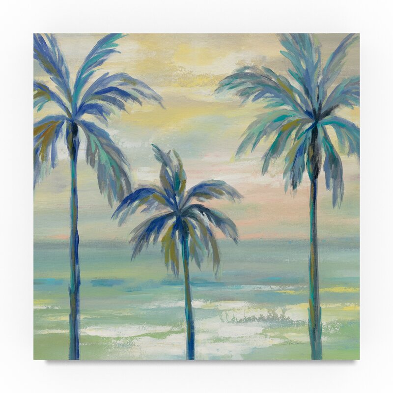 Coastal Serenity: Marine Layer Palms Oil Painting