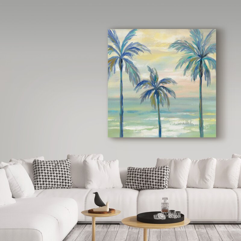 Coastal Serenity: Marine Layer Palms Oil Painting