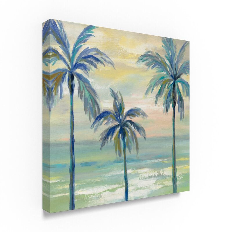 Coastal Serenity: Marine Layer Palms Oil Painting