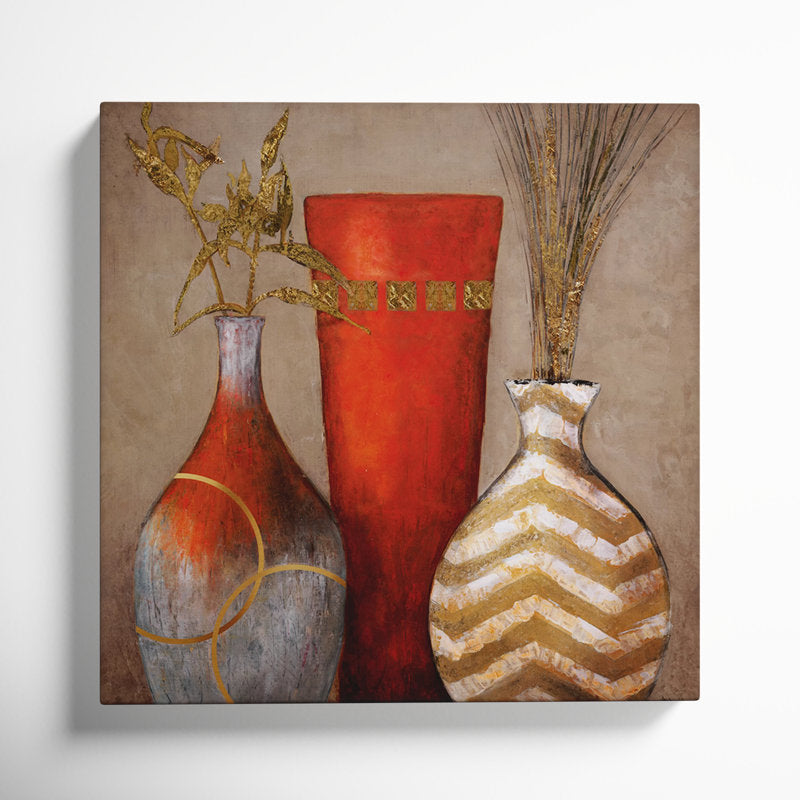 Elegant Oil Painting of Colorful Vases - Modern Home Decor Art