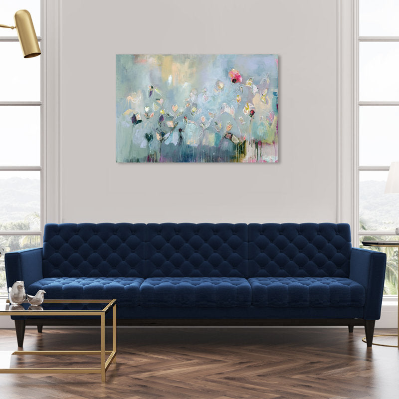 Modern Floral Beauty in Pink - Abstract Oil Painting for Elegant Home Decor