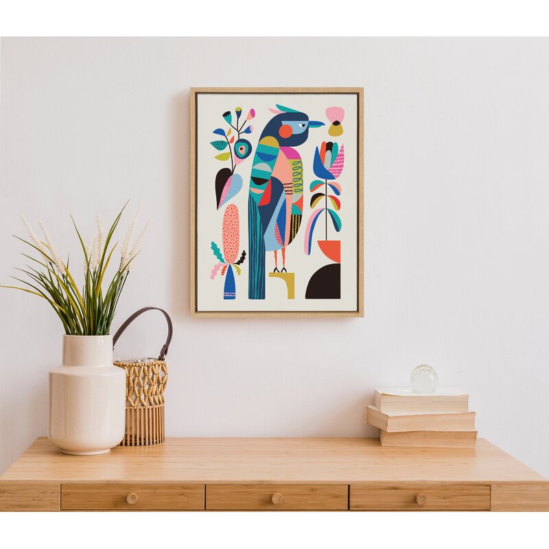 Colorful Mid Century Modern Kookaburra Oil Painting