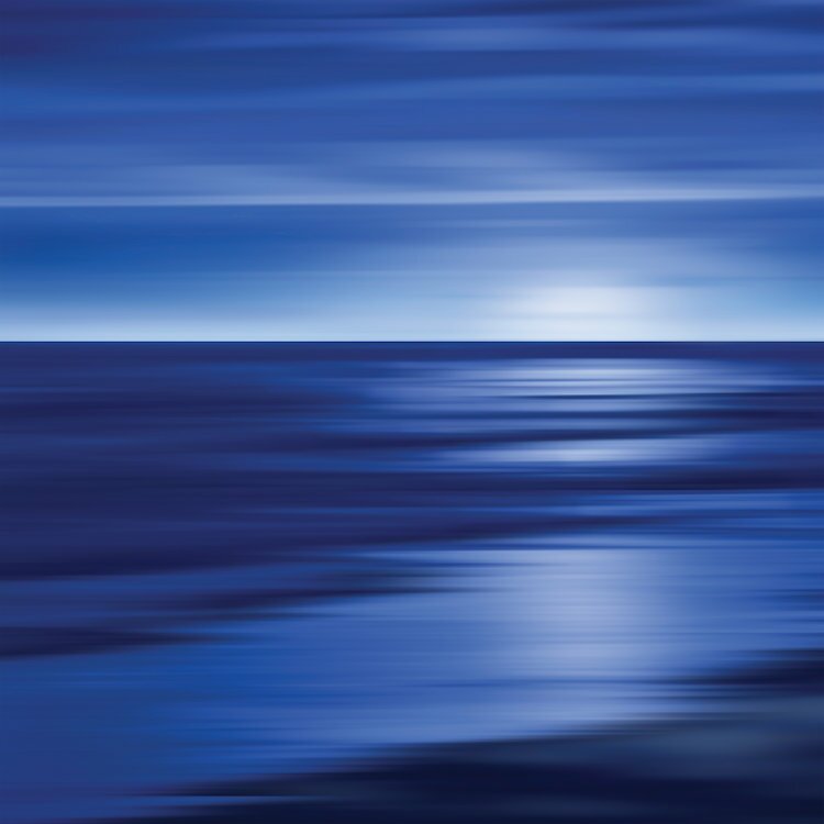Serene Midnight Blue Ocean Landscape Art for Tranquil Home Decor
