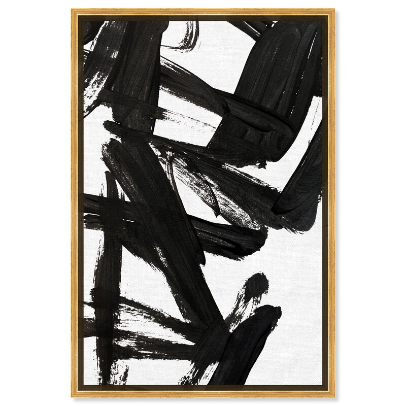 Abstract Black Brushstroke Oil Painting for Modern Home Decor