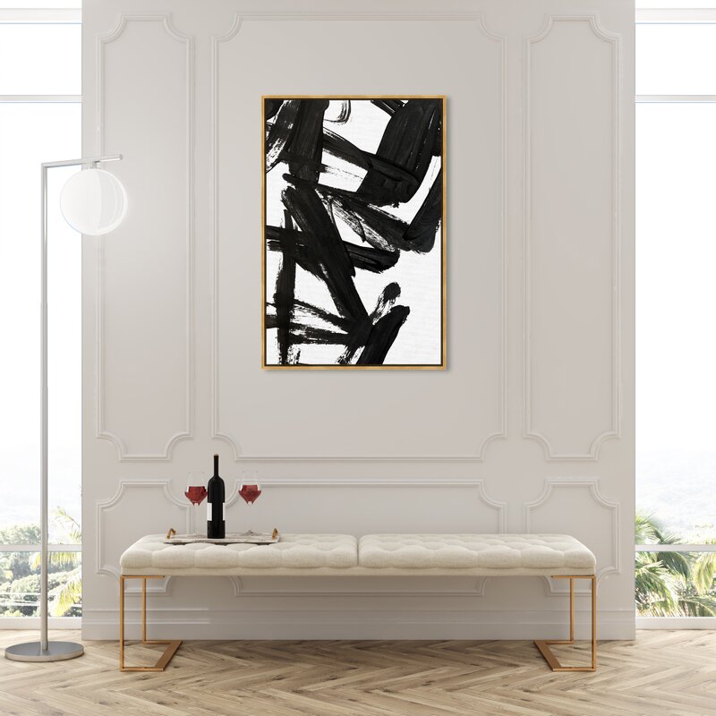 Abstract Black Brushstroke Oil Painting for Modern Home Decor