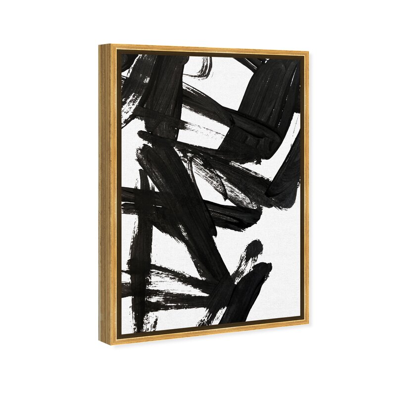 Abstract Black Brushstroke Oil Painting for Modern Home Decor