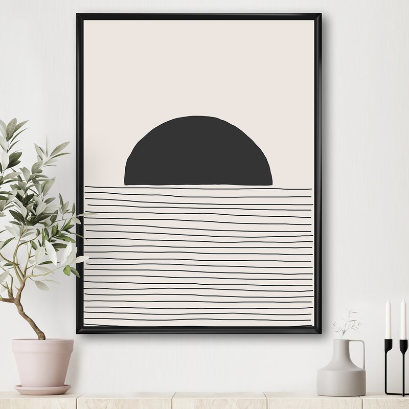 Abstract Geometric Minimalism: Black Circle and Line Art for Modern Decor