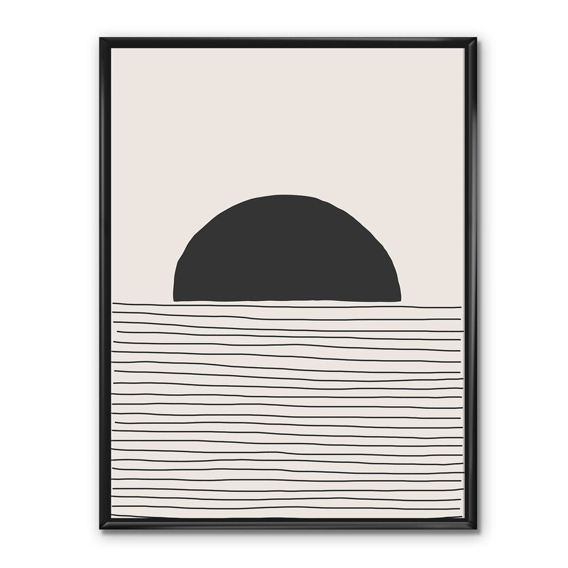 Abstract Geometric Minimalism: Black Circle and Line Art for Modern Decor