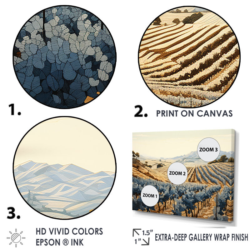 Serene Vineyard Landscape Oil Painting - Minimalist Dreamy Nature Art