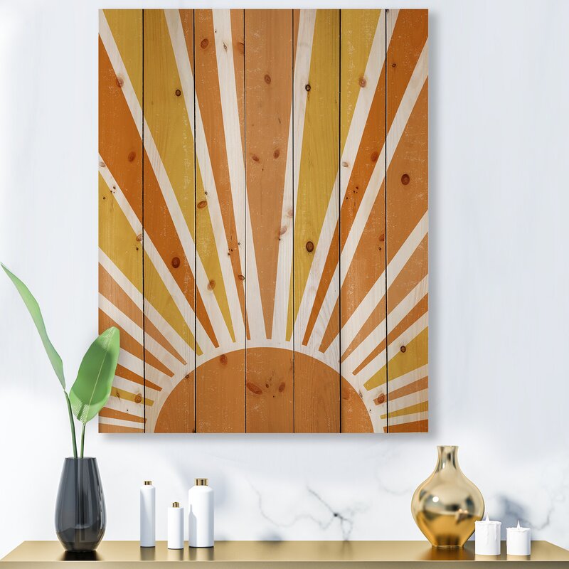 Vibrant Orange Sunburst Oil Painting for Bright and Minimalist Home Décor