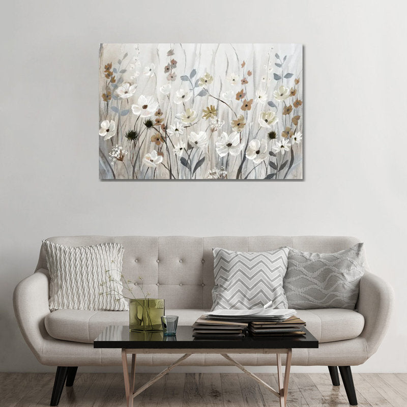 Tranquil Floral Landscape Oil Painting - Elegant White Meadow Art