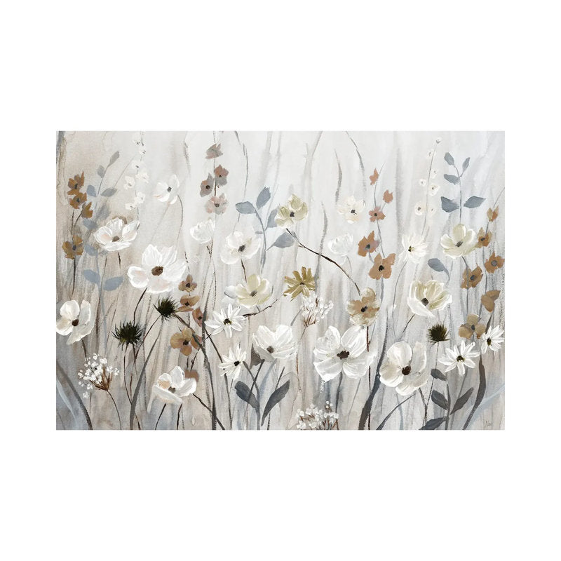Tranquil Floral Landscape Oil Painting - Elegant White Meadow Art