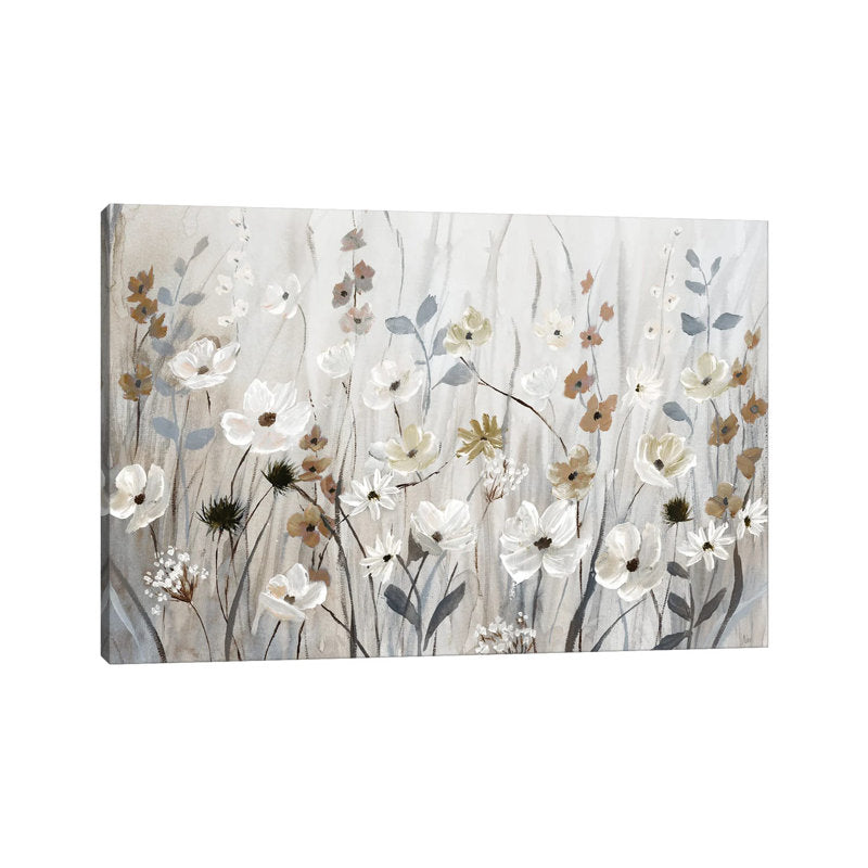 Tranquil Floral Landscape Oil Painting - Elegant White Meadow Art