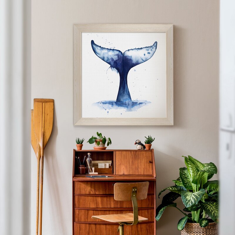 Whale Tail Abstract Oil Painting for Coastal Home Decor