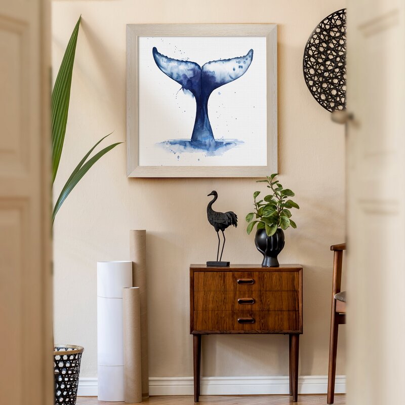 Whale Tail Abstract Oil Painting for Coastal Home Decor