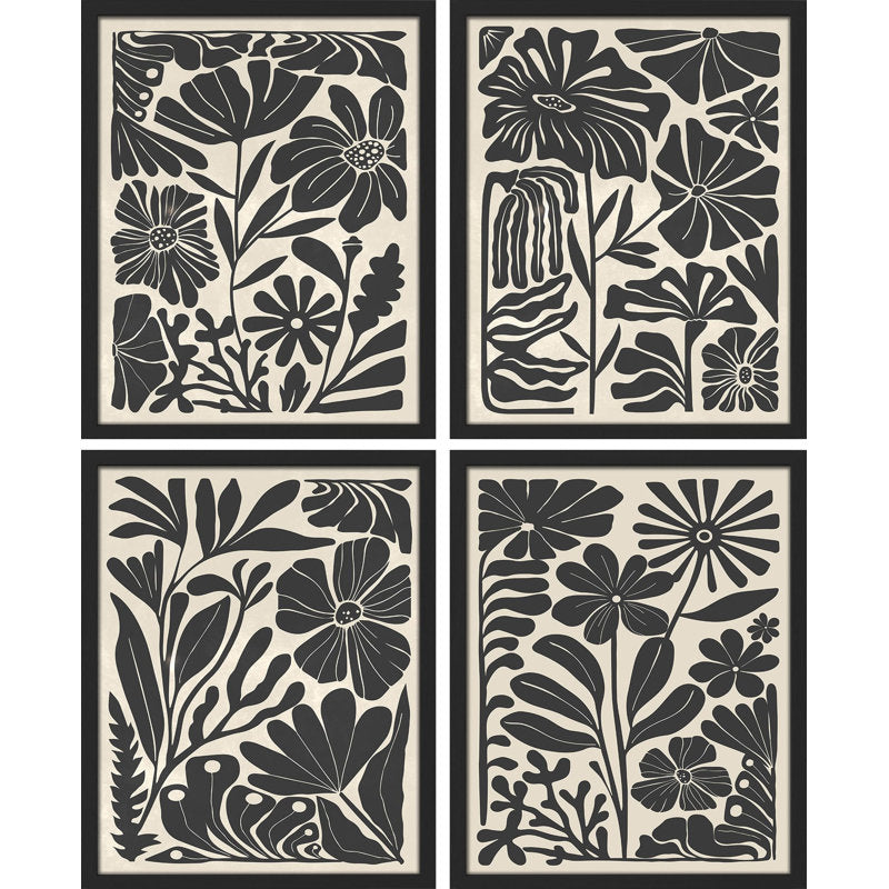 Modern Black and White Botanical Wall Art Set for Stylish Home Decor