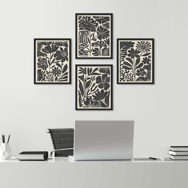 Modern Black and White Botanical Wall Art Set for Stylish Home Decor