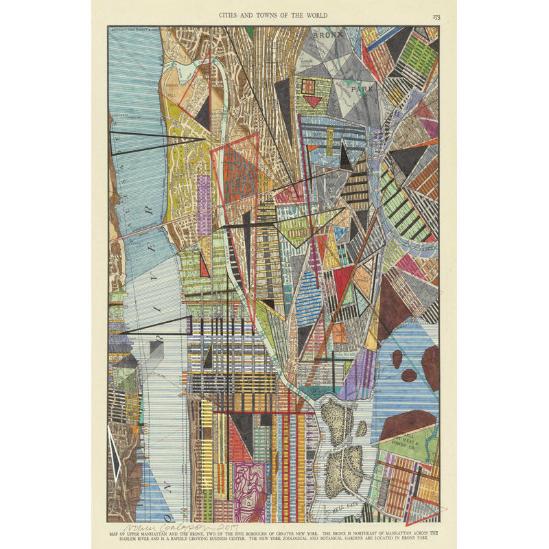 Vibrant Abstract Map Art of New York City - Colorful Urban Landscape Oil Painting